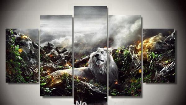 Lion In The Jungle Animal Canvas Wall Art