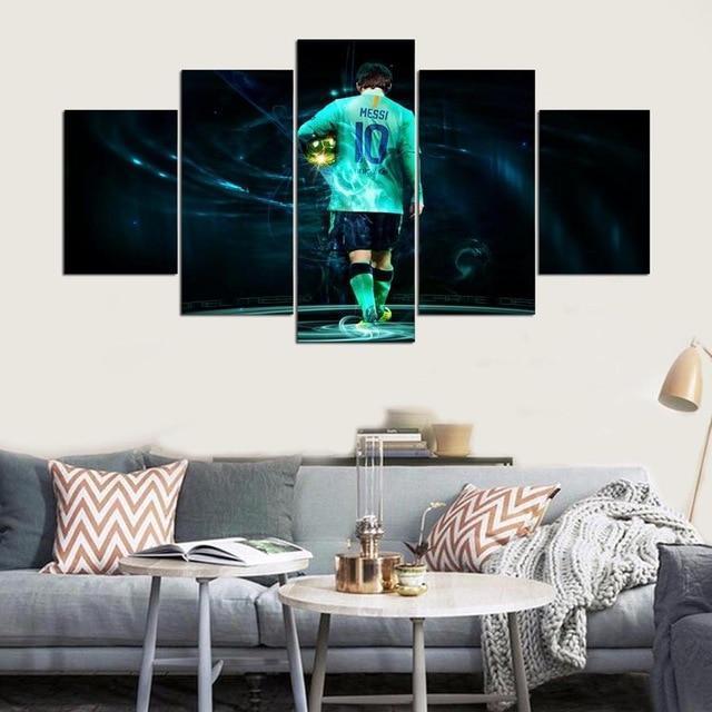 Lionel Messi M10 Barcelona Soccer Canvas Wall Art