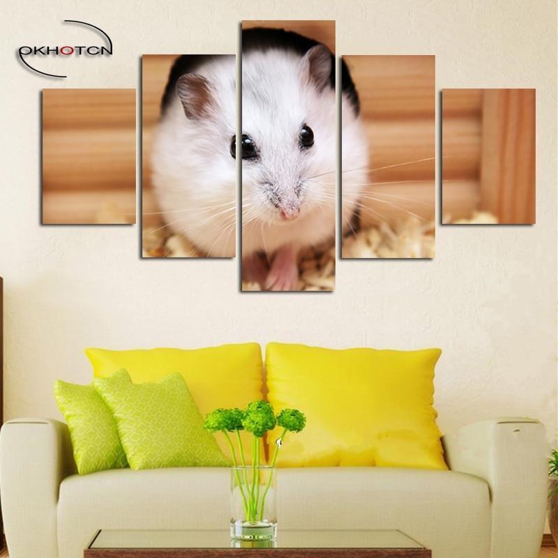 Little White Hamster Cute Pet Animal Canvas Wall Art