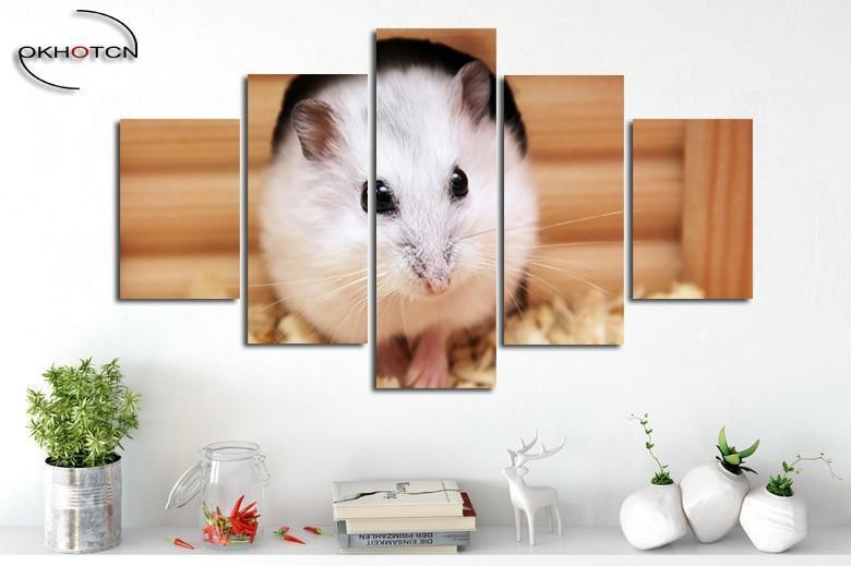 Little White Hamster Cute Pet Animal Canvas Wall Art