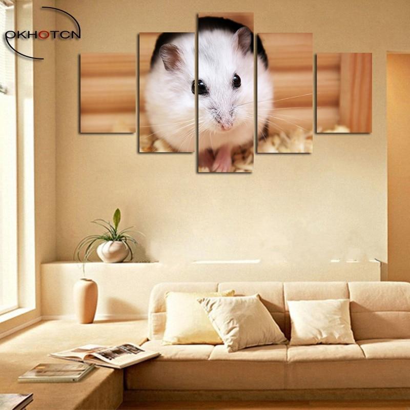 Little White Hamster Cute Pet Animal Canvas Wall Art