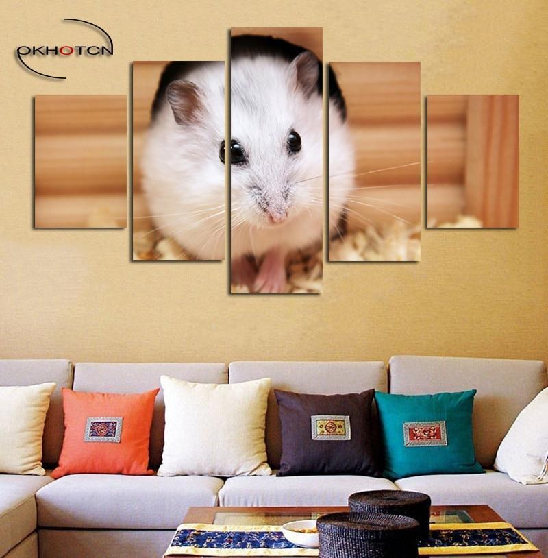 Little White Hamster Cute Pet Animal Canvas Wall Art