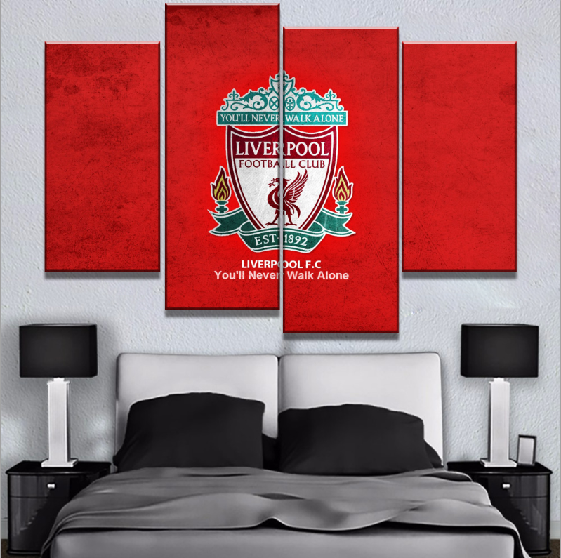 Liverpool Football Club Logo Sport 4 Pieces Canvas Wall Art