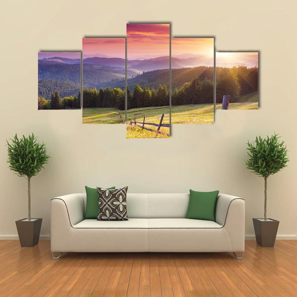 Majestic Sunset In The Mountains Landscape Nature Canvas Wall Art