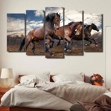 Majestic Trotting Horses Animal Canvas Wall Art