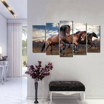 Majestic Trotting Horses Animal Canvas Wall Art
