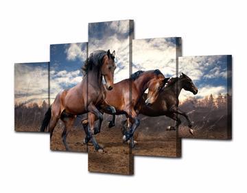 Majestic Trotting Horses Animal Canvas Wall Art