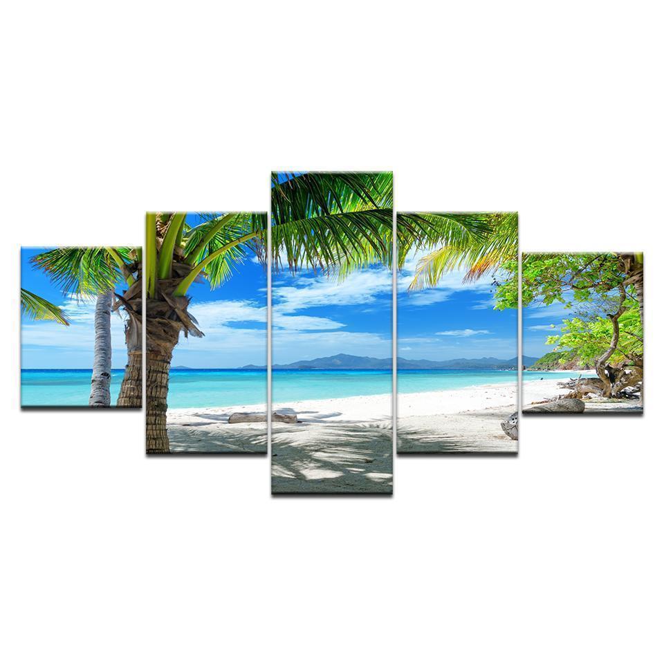 Maldives Islands Palm Tree Ocean Nature Canvas Wall Art