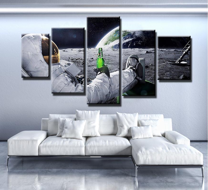 Man On The Moon Space Canvas Wall Art