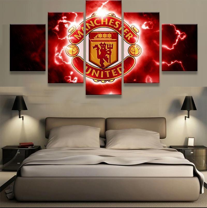 Manchester United Thunde Logo Soccer Canvas Wall Art