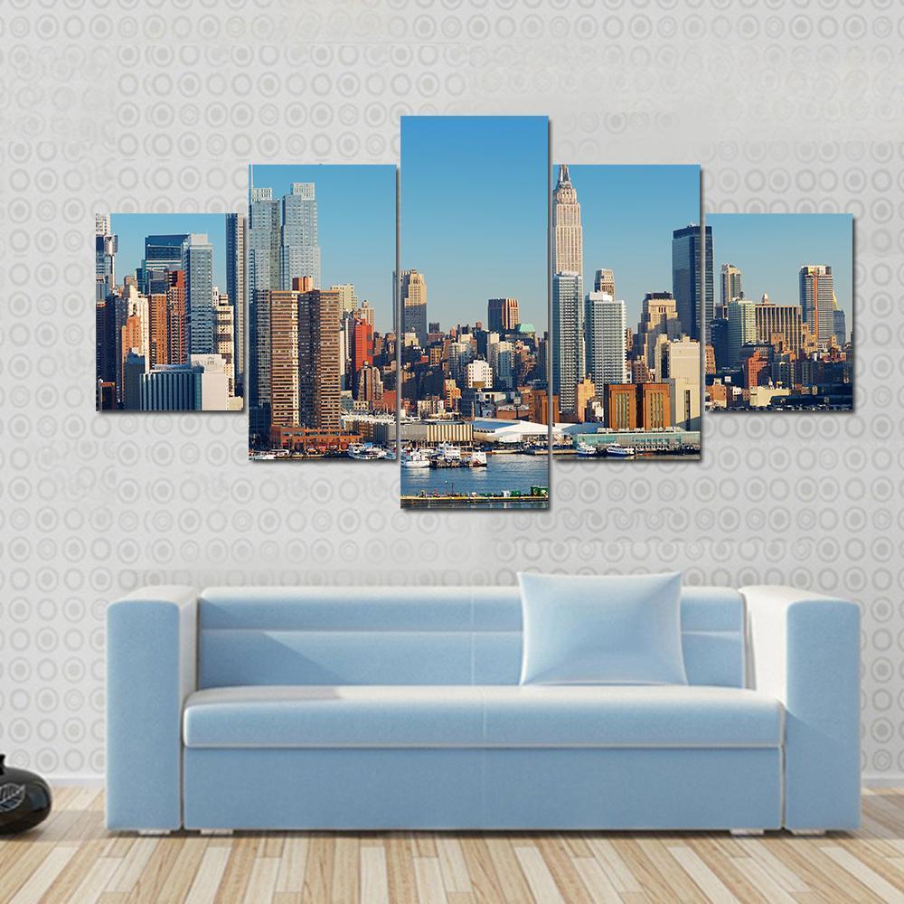 Manhattan With Empire State Building, New York Nature Canvas Wall Art