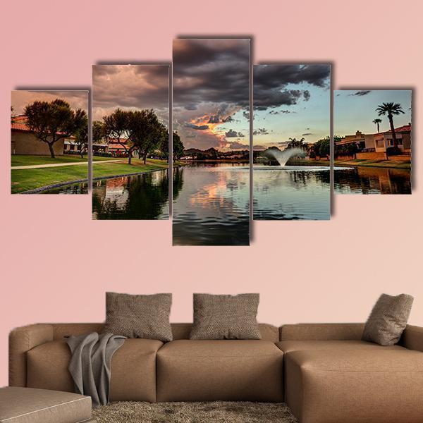 Marguerite Lake At Sunset Nature Canvas Wall Art