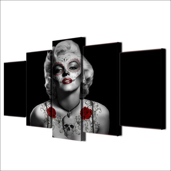 Marilyn Monroe Tattoo Red Rose Celebrity And Abstract Canvas Wall Art