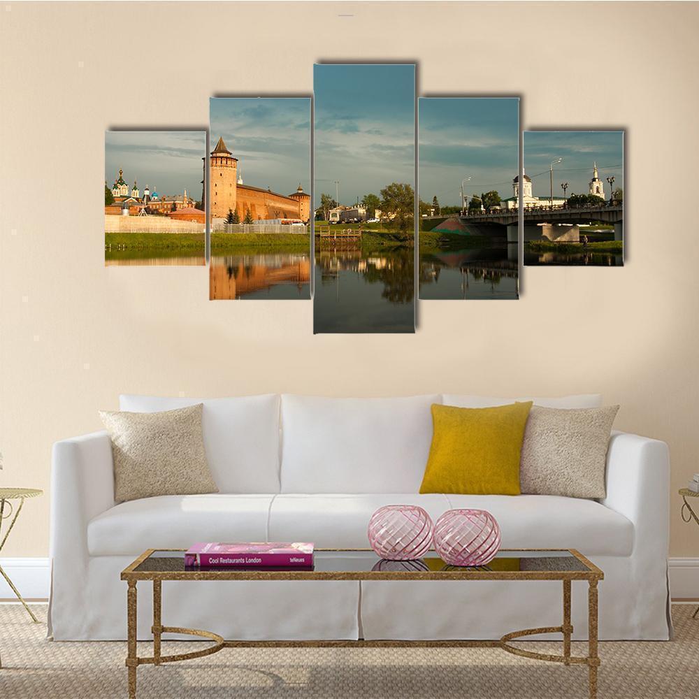 Marinkin Tower With Church Of Michael Archangel By River Kolomenka Nature Canvas Wall Art