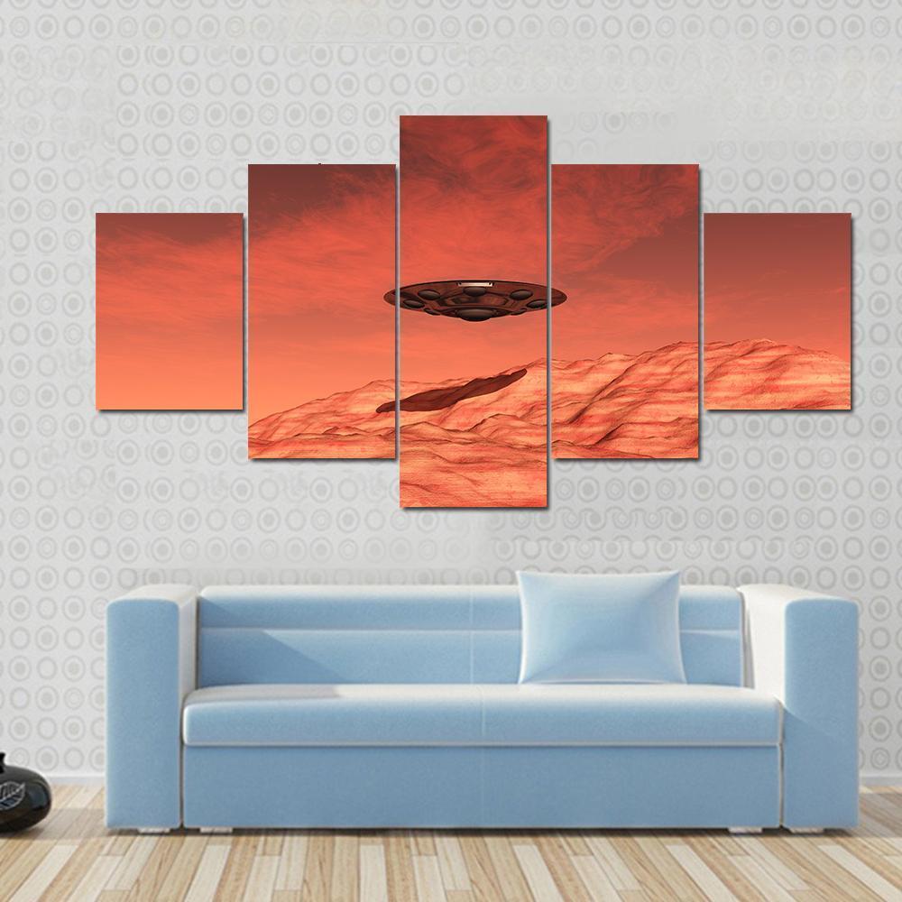 Mars Spaceship Landing On Mars Nature Canvas Wall Art