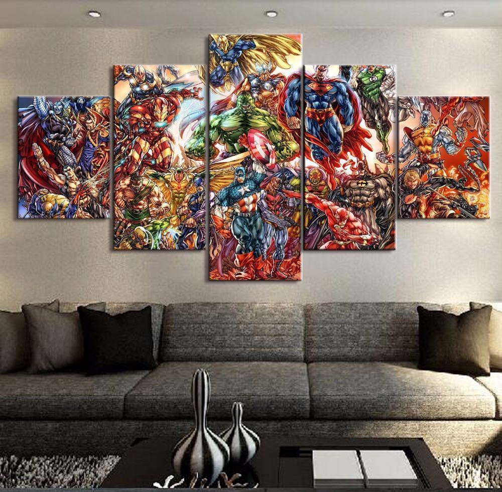 Marvel Dc Mashup Collage Movie Canvas Wall Art