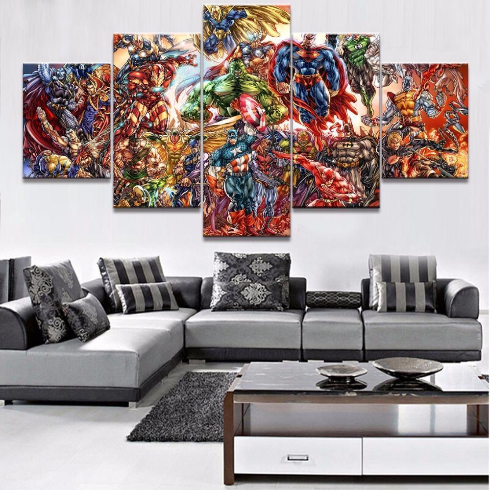 Marvel Dc Mashup Collage Movie Canvas Wall Art