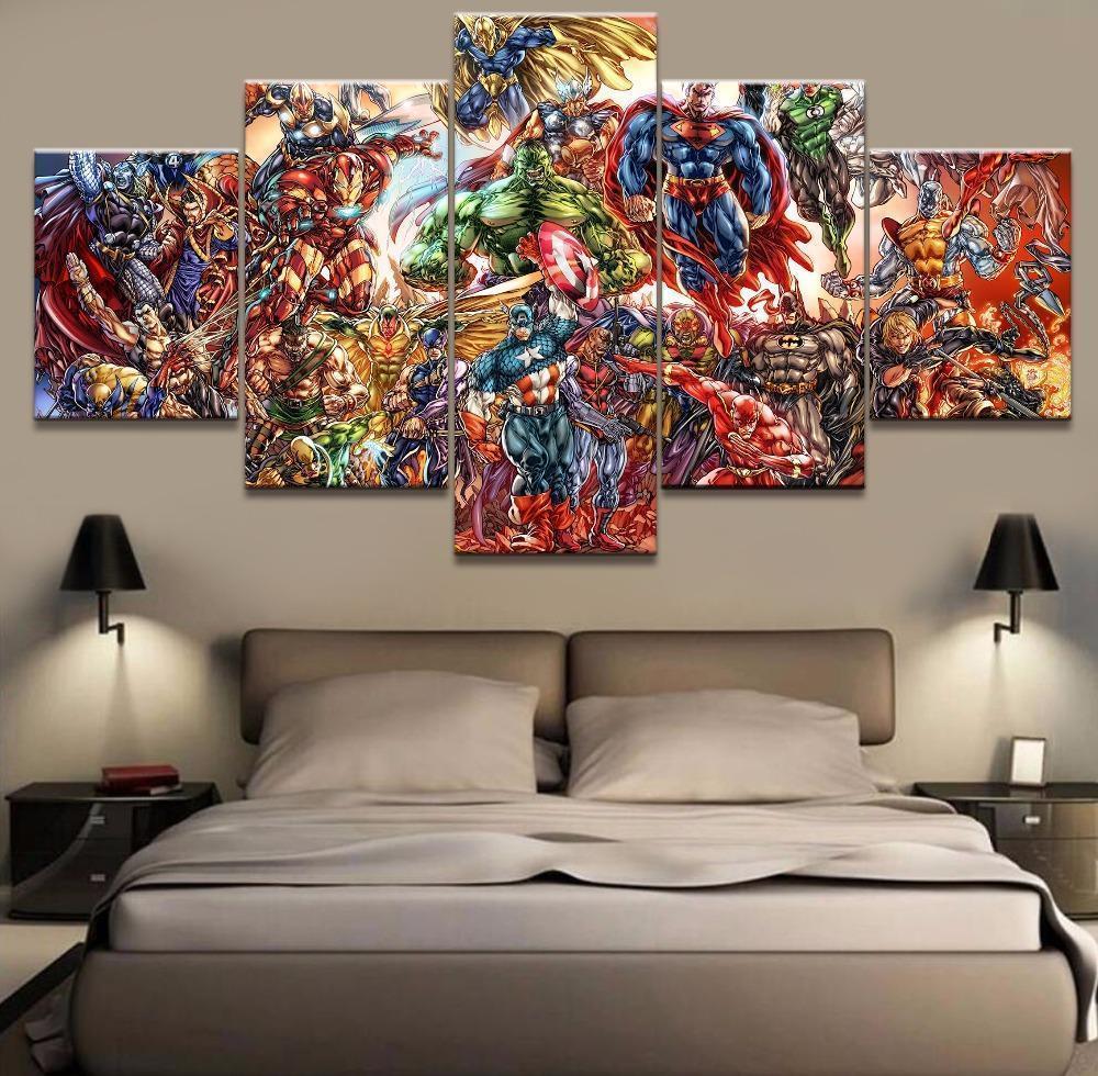 Marvel Dc Mashup Collage Movie Canvas Wall Art
