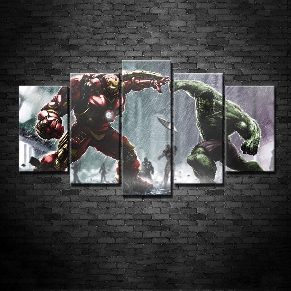 Marvel Hulk vs Iron Man  Movie Canvas Wall Art