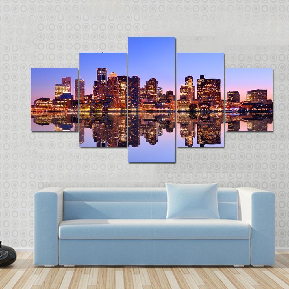 Massachusetts View From Boston Harbor Nature Canvas Wall Art