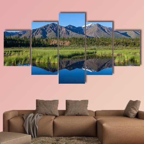 Mckinley Reflection In Lake On Alaska Nature Canvas Wall Art