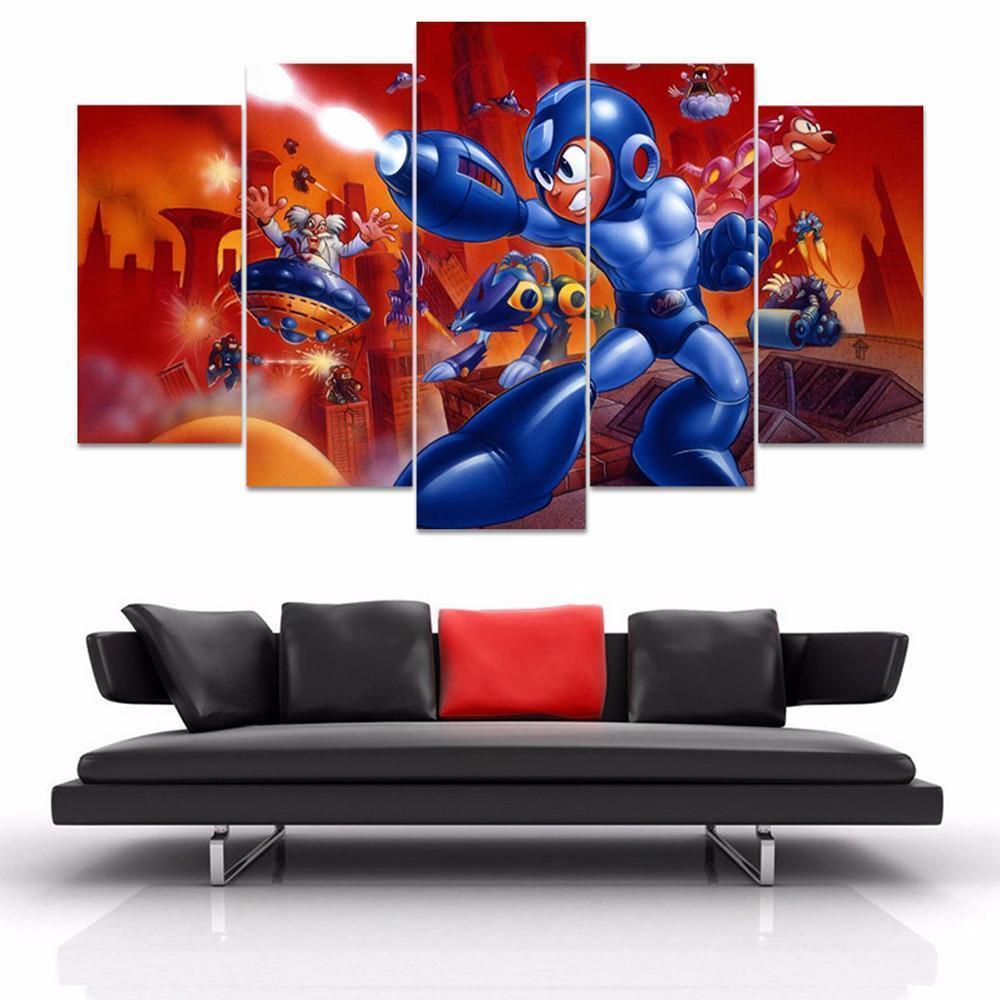 Megaman Classic Edition Cartoon Canvas Wall Art