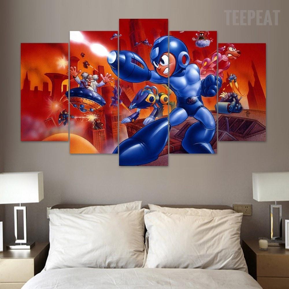 Megaman Classic Edition Cartoon Canvas Wall Art