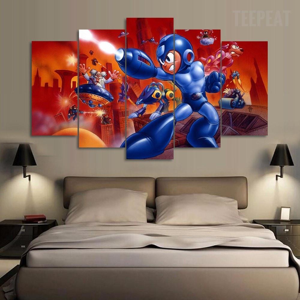 Megaman Classic Edition Cartoon Canvas Wall Art