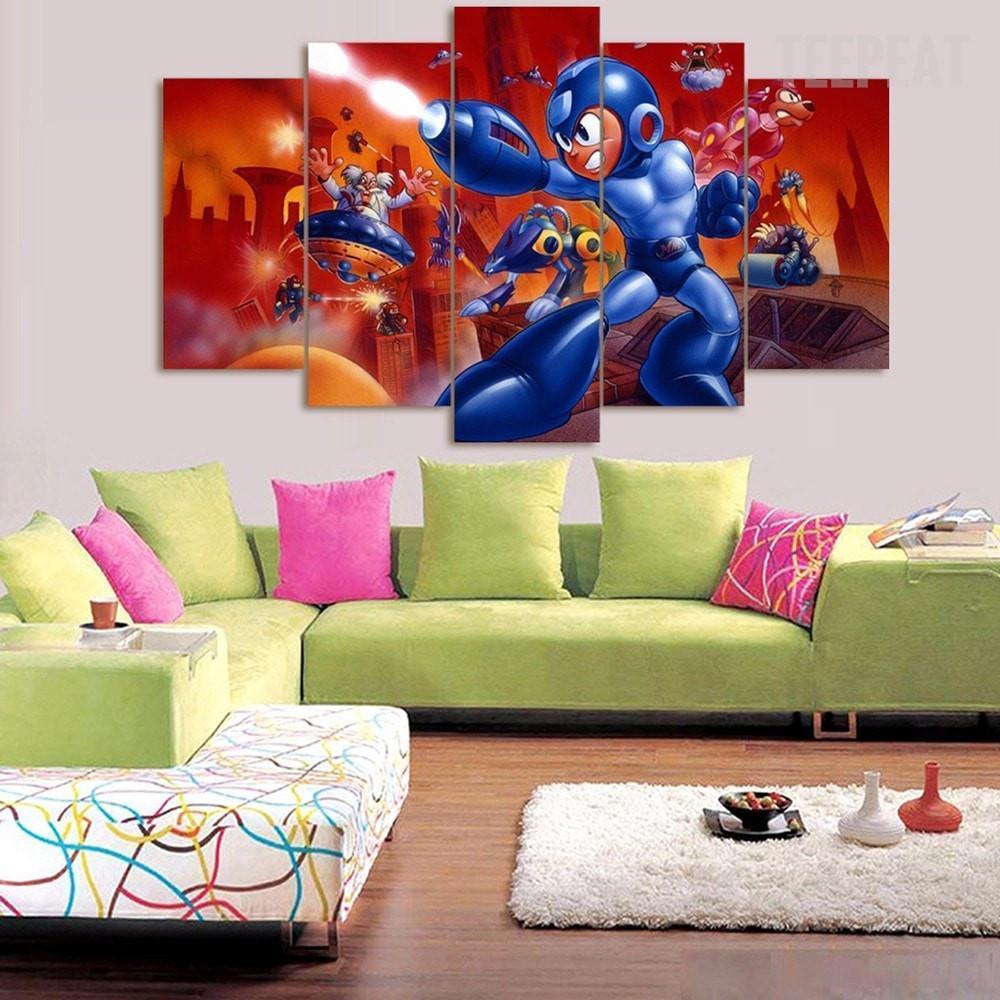 Megaman Classic Edition Cartoon Canvas Wall Art