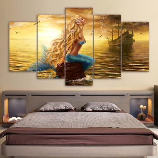 Mermaid Painting Nature Canvas Wall Art