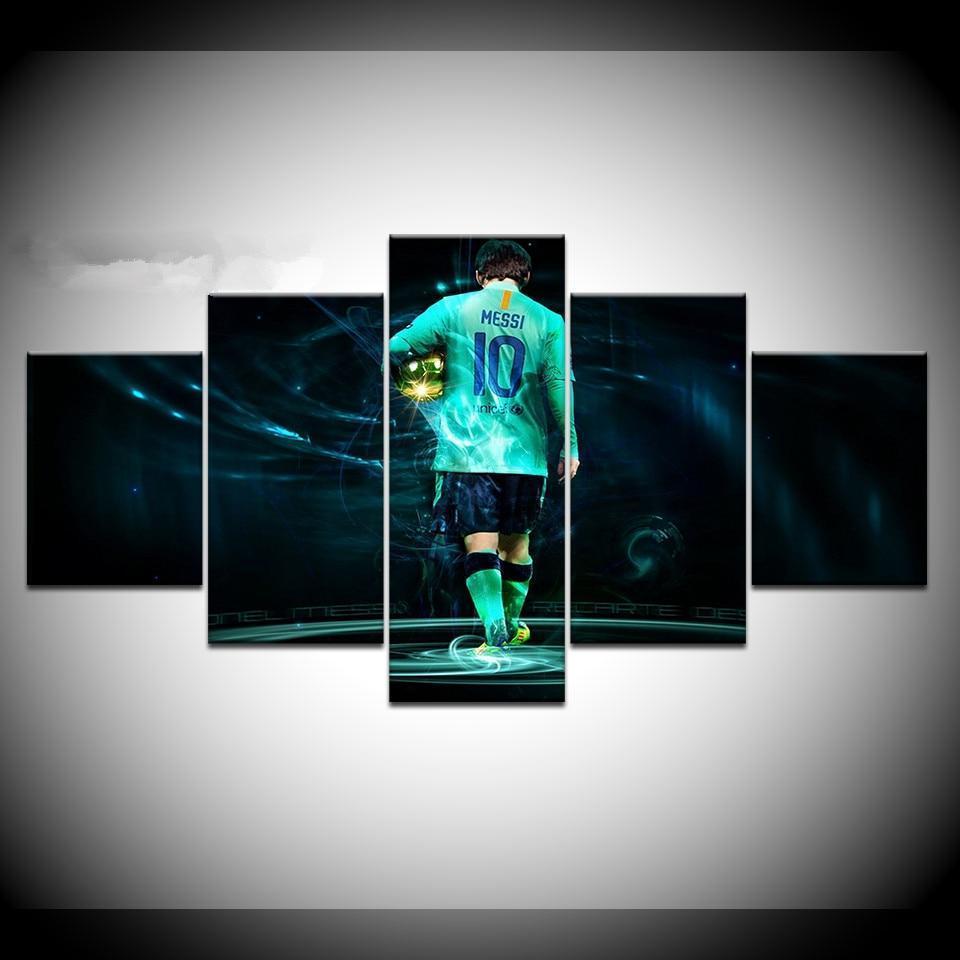 Messi With Gold Ball Celebrity Canvas Wall Art