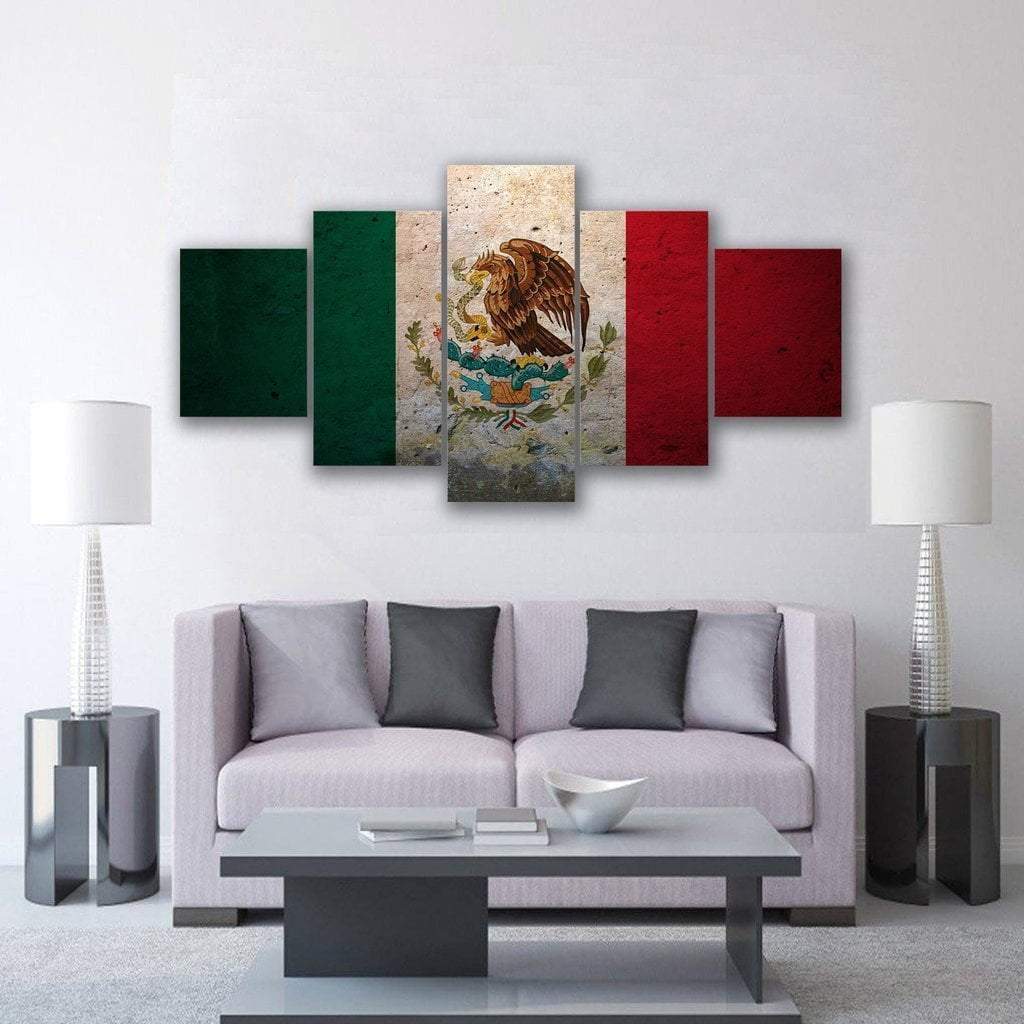Mexican Flag Abstract Canvas Wall Art