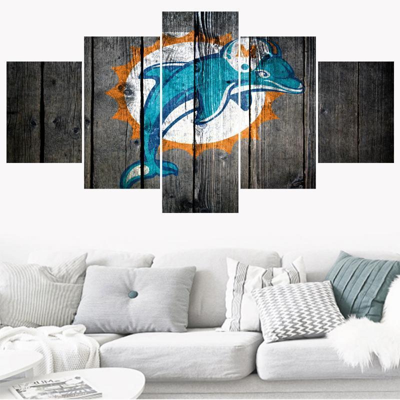 Miami Dolphins Logo Poster 2  Football Canvas Wall Art