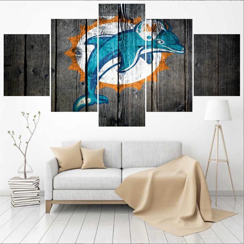 Miami Dolphins Logo Poster 2  Football Canvas Wall Art