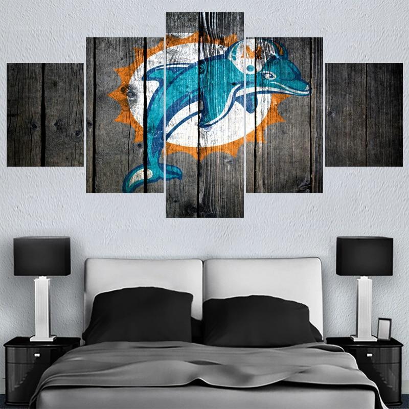 Miami Dolphins Logo Poster 2  Football Canvas Wall Art
