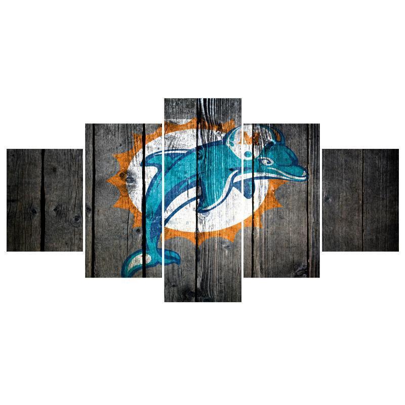 Miami Dolphins Logo Poster 2  Football Canvas Wall Art
