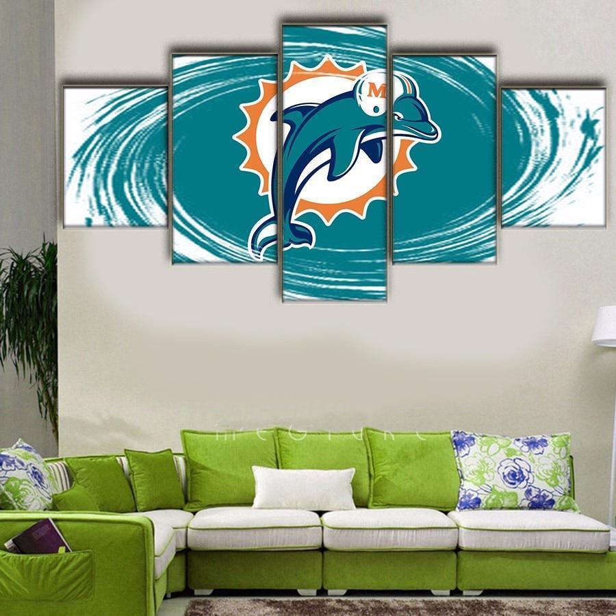 Miami Dolphins Logo Poster 3  Football Canvas Wall Art