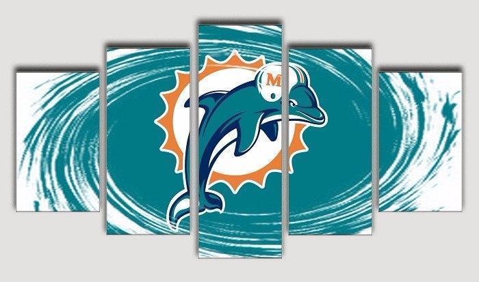 Miami Dolphins Logo Poster 3  Football Canvas Wall Art