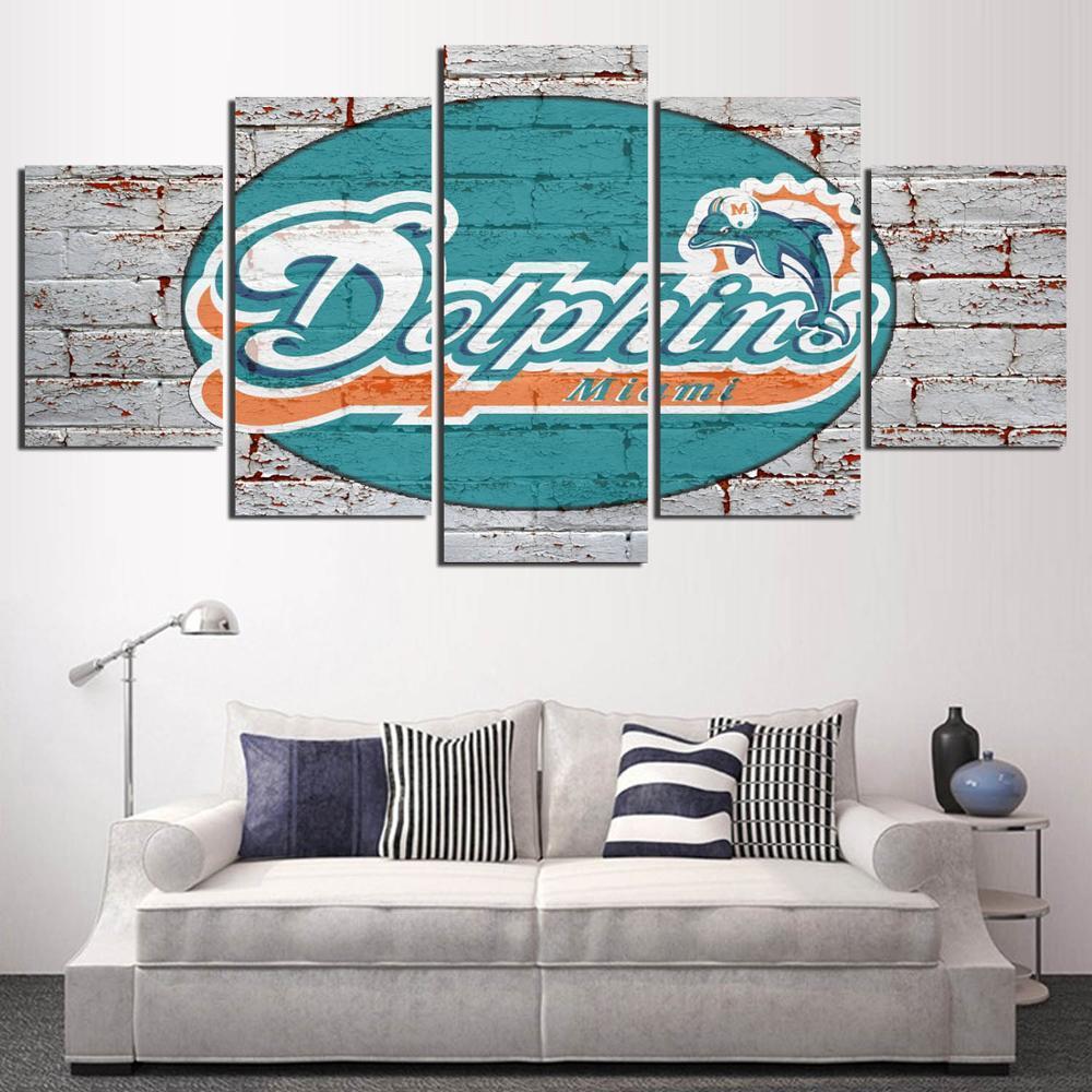 Miami Dolphins Logo Poster  Football Canvas Wall Art