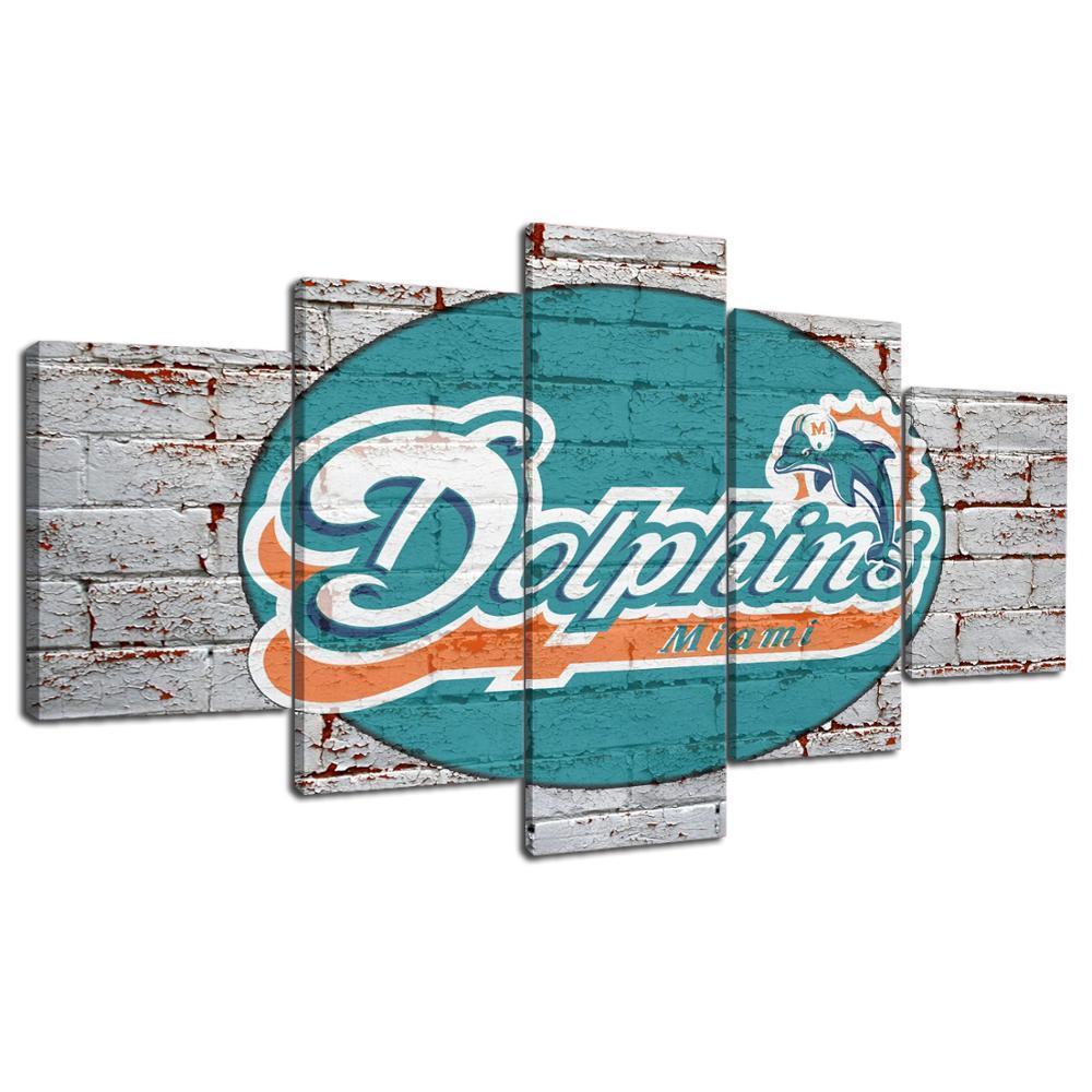Miami Dolphins Logo Poster  Football Canvas Wall Art