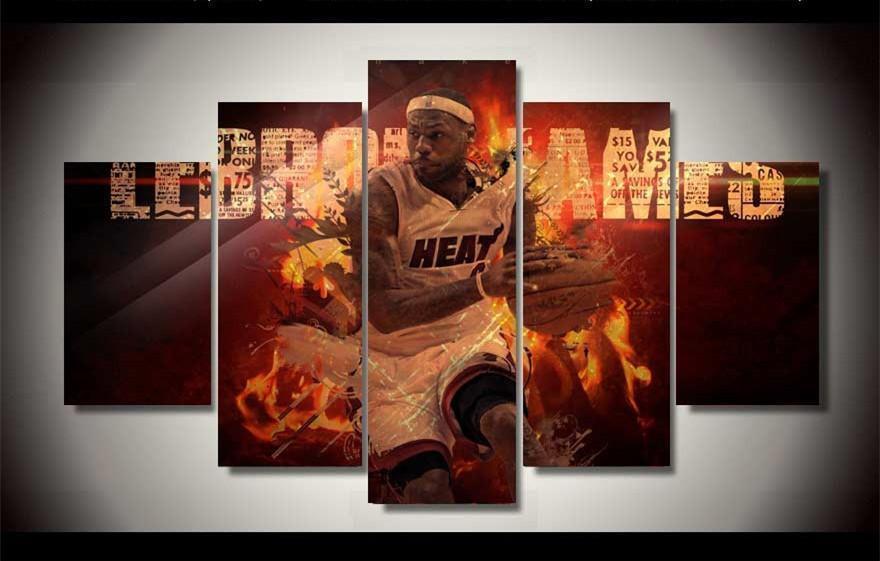 Miami Heat Lebron James Poster 2  Basketball Canvas Wall Art