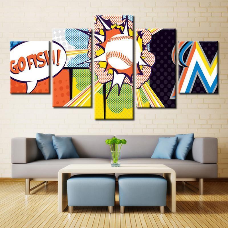 Miami Marlins Comic Draft  Baseball Canvas Wall Art