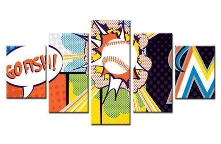 Miami Marlins Comic Draft  Baseball Canvas Wall Art