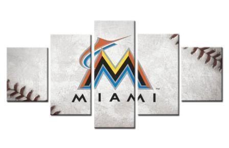 Miami Marlins Logo  Baseball Canvas Wall Art