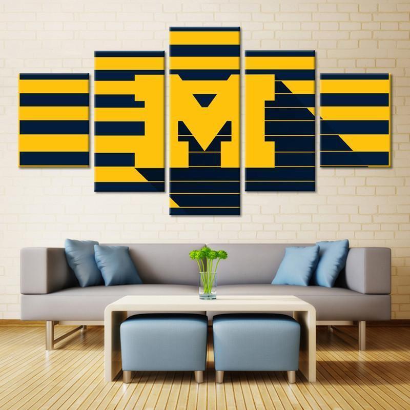Michigan Wolverines Logo  Baseball Canvas Wall Art