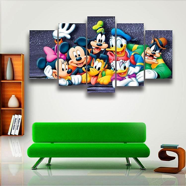 Mickey Pluto Donald Daisy Goofy Cartoon Canvas Wall Art