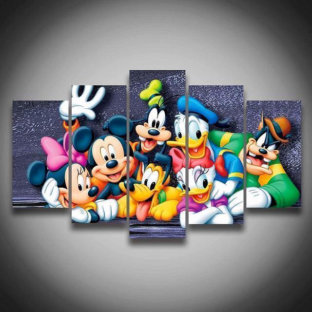 Mickey Pluto Donald Daisy Goofy Cartoon Canvas Wall Art