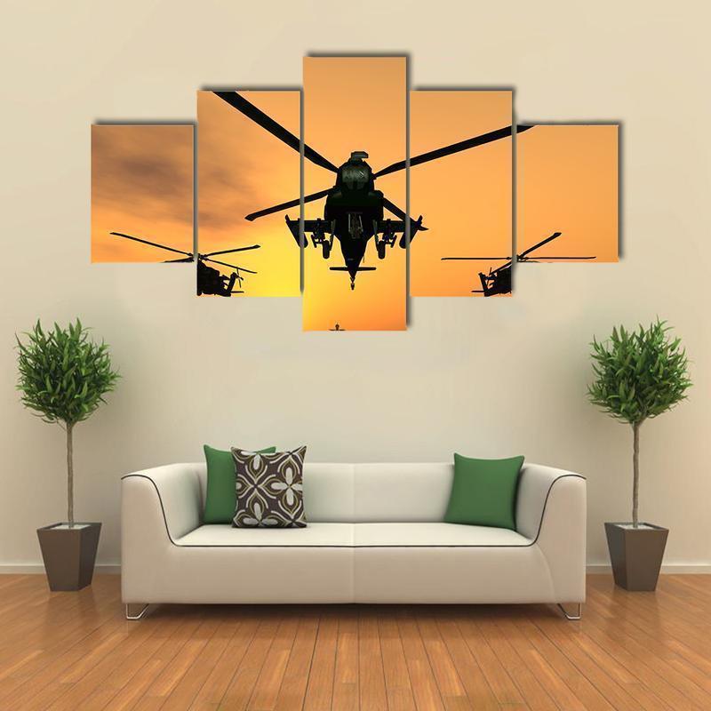 Military Apache Helicopter Aircraft Army Canvas Wall Art