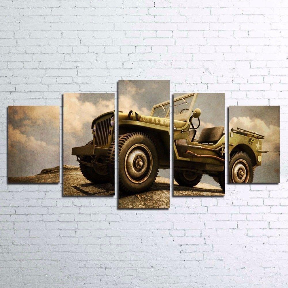 Military Jeep Ww2 Army Automative Canvas Wall Art