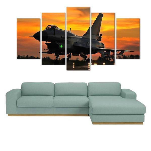 Military Jet Aviation Plane Sunset Airplane Canvas Wall Art